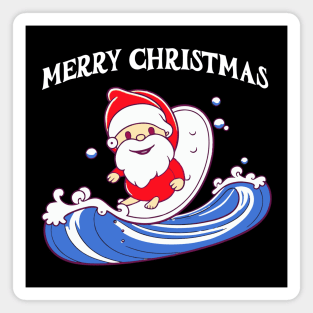 Funny Santa Claus on a Surfboard Art Magnet